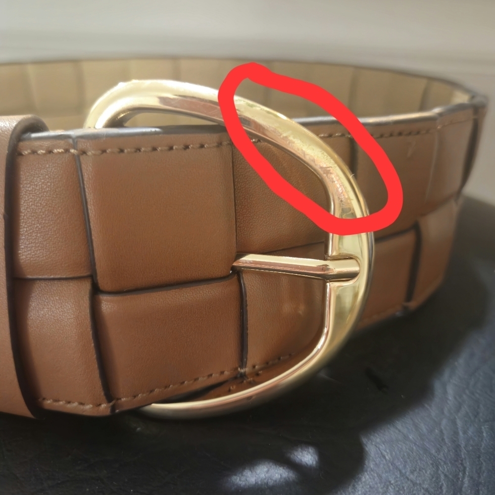 Micheal Kors Brown Woven Leather Wide Belt Sz S/M - Picture 10 of 11